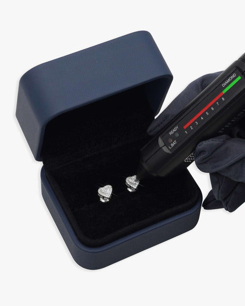 2 layer moissanite heart earrings 14k gold icecartel box