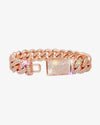15MM 2-Row Iced Out Miami Cuban Link Bracelet 14K Gold - Rose Gold