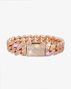 15MM 2-Row Iced Out Miami Cuban Link Bracelet 14K Gold - Rose Gold