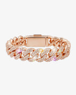 15MM 2-Row Iced Out Miami Cuban Link Bracelet 14K Gold - Rose Gold