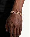 15MM 2-Row Iced Out Miami Cuban Link Bracelet 14K Gold - Rose Gold