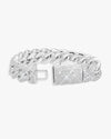15MM 2-Row Iced Out Miami Cuban Link Bracelet 14K Gold - White Gold