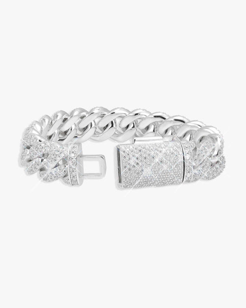 2 row iced out miami cuban link bracelet 14k gold 15mm icecartel px white clasp