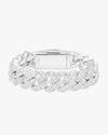 15MM 2-Row Iced Out Miami Cuban Link Bracelet 14K Gold - White Gold