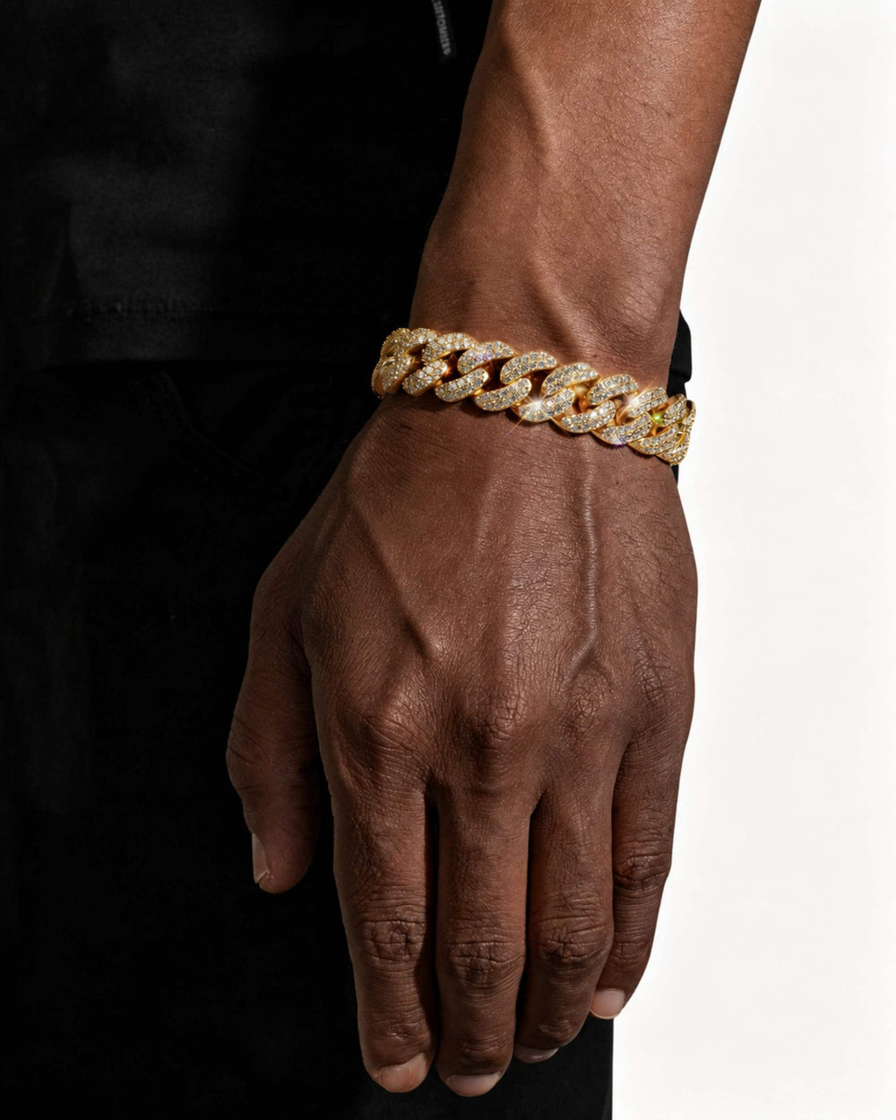 2 row iced out miami cuban link bracelet 14k gold 15mm icecartel px white model correct hand new ud