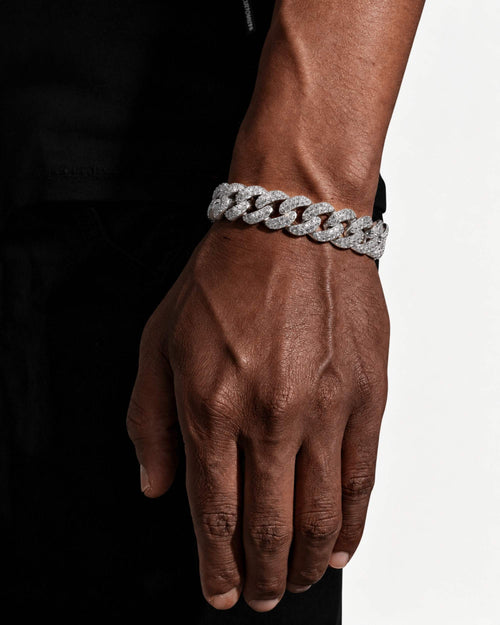 2 row iced out miami cuban link bracelet 14k gold 15mm icecartel px white model correct hand new white