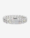 15MM 2-Row Iced Out Miami Cuban Link Bracelet 14K Gold - White Gold