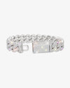 15MM 2-Row Iced Out Miami Cuban Link Bracelet 14K Gold - White Gold