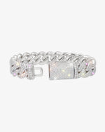 15MM 2-Row Iced Out Miami Cuban Link Bracelet 14K Gold - White Gold