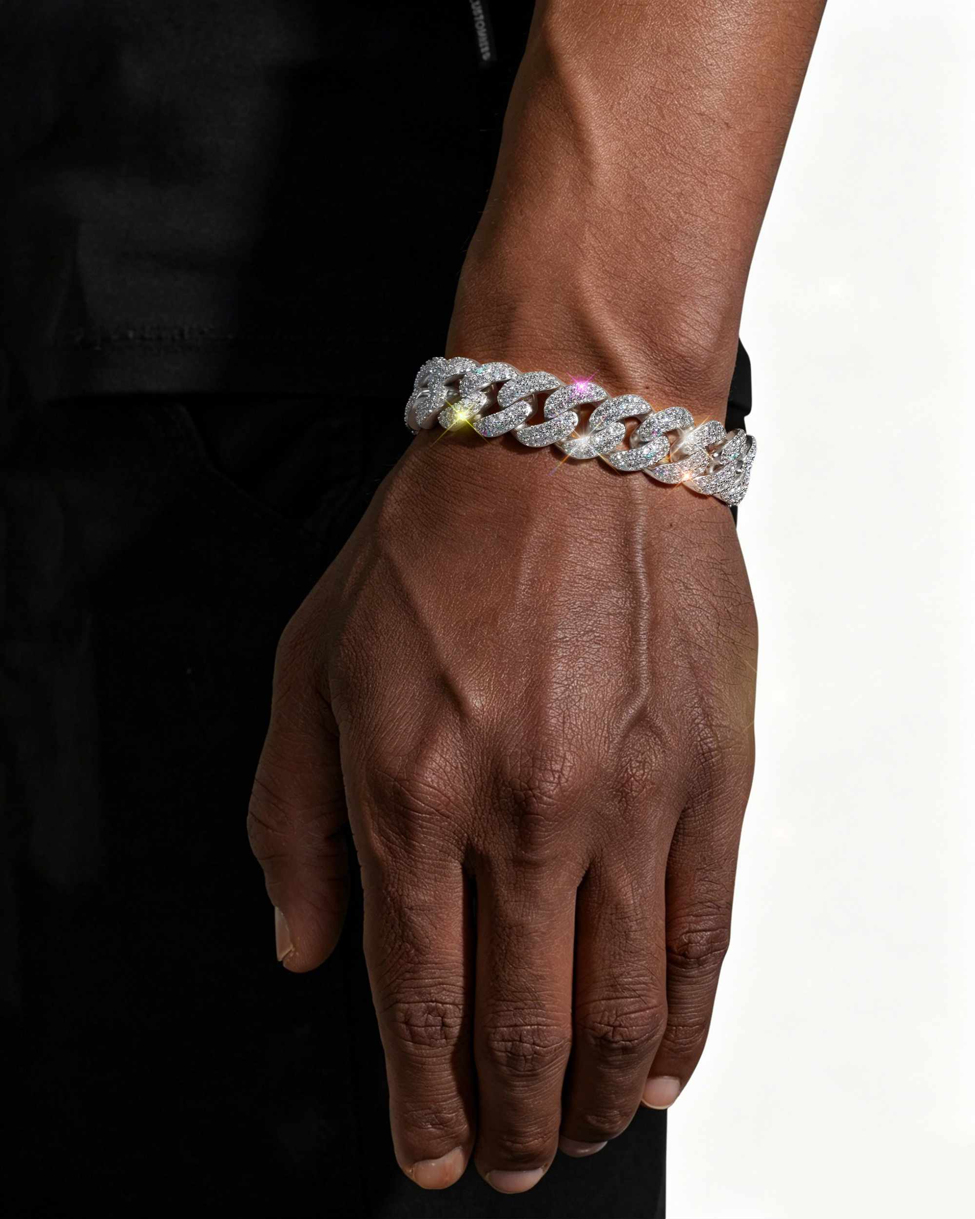 16MM Moissanite Cross Link Bracelet 14K