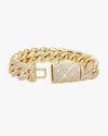 15MM 2-Row Iced Out Miami Cuban Link Bracelet 14K Gold - Yellow Gold