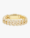 15MM 2-Row Iced Out Miami Cuban Link Bracelet 14K Gold - Yellow Gold