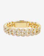 15MM 2-Row Iced Out Miami Cuban Link Bracelet 14K Gold - Yellow Gold