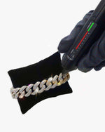 15MM 2-Row Iced Out Miami Cuban Link Bracelet 14K Gold - Yellow Gold