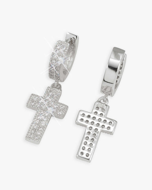 2 row moissanite cross earrings 14k gold icecartel main