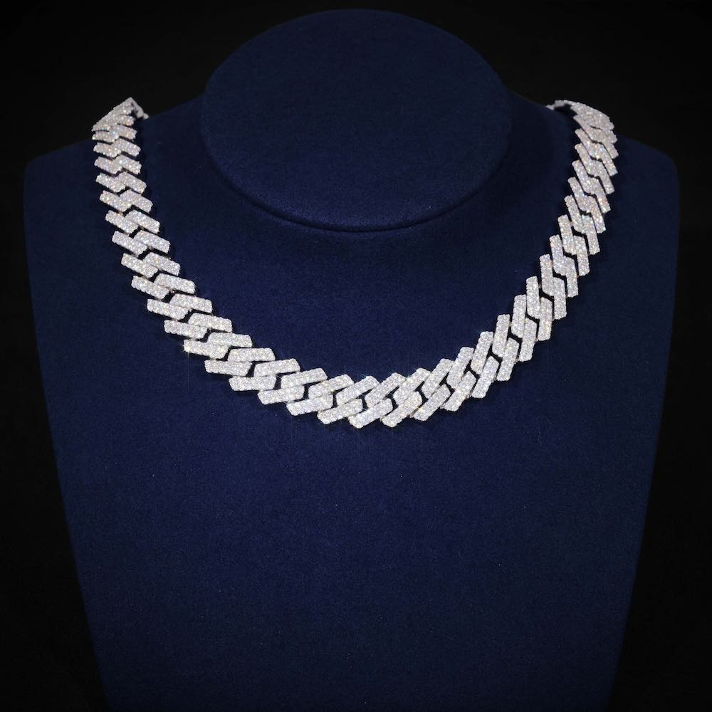 2-row moissanite cuban link chain 14k gold icecartel one chain