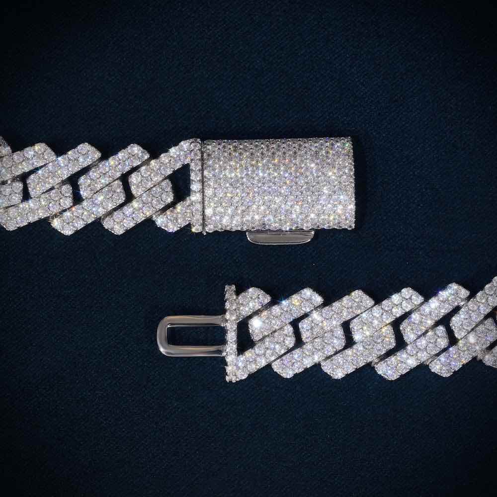 2-row moissanite cuban link chain 14k gold icecartel clasp