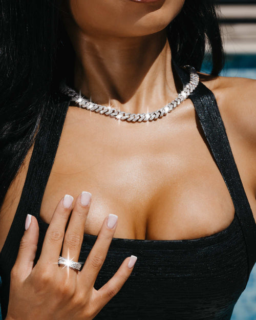 2 row moissanite diamond iced out hip hop white gold ring lifestyle