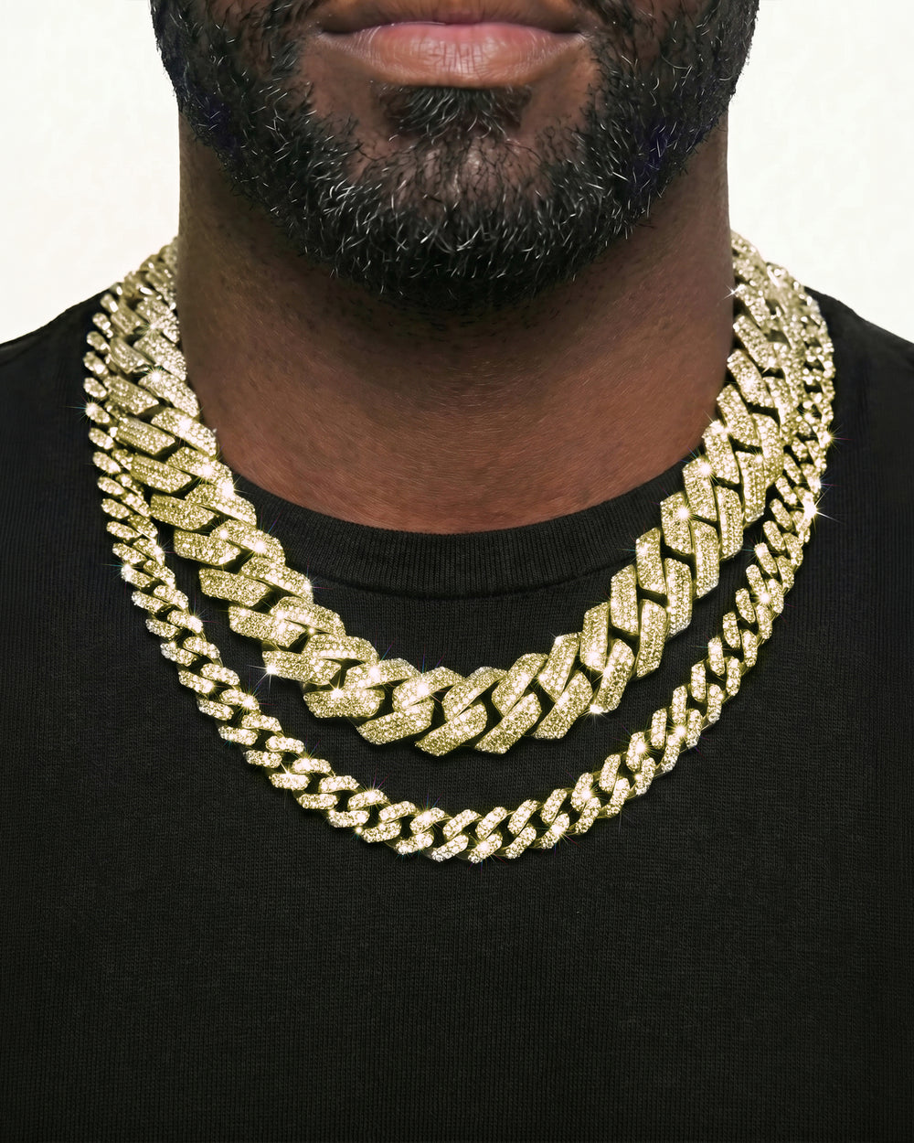 Yellow Gold Cuban Chain Set
