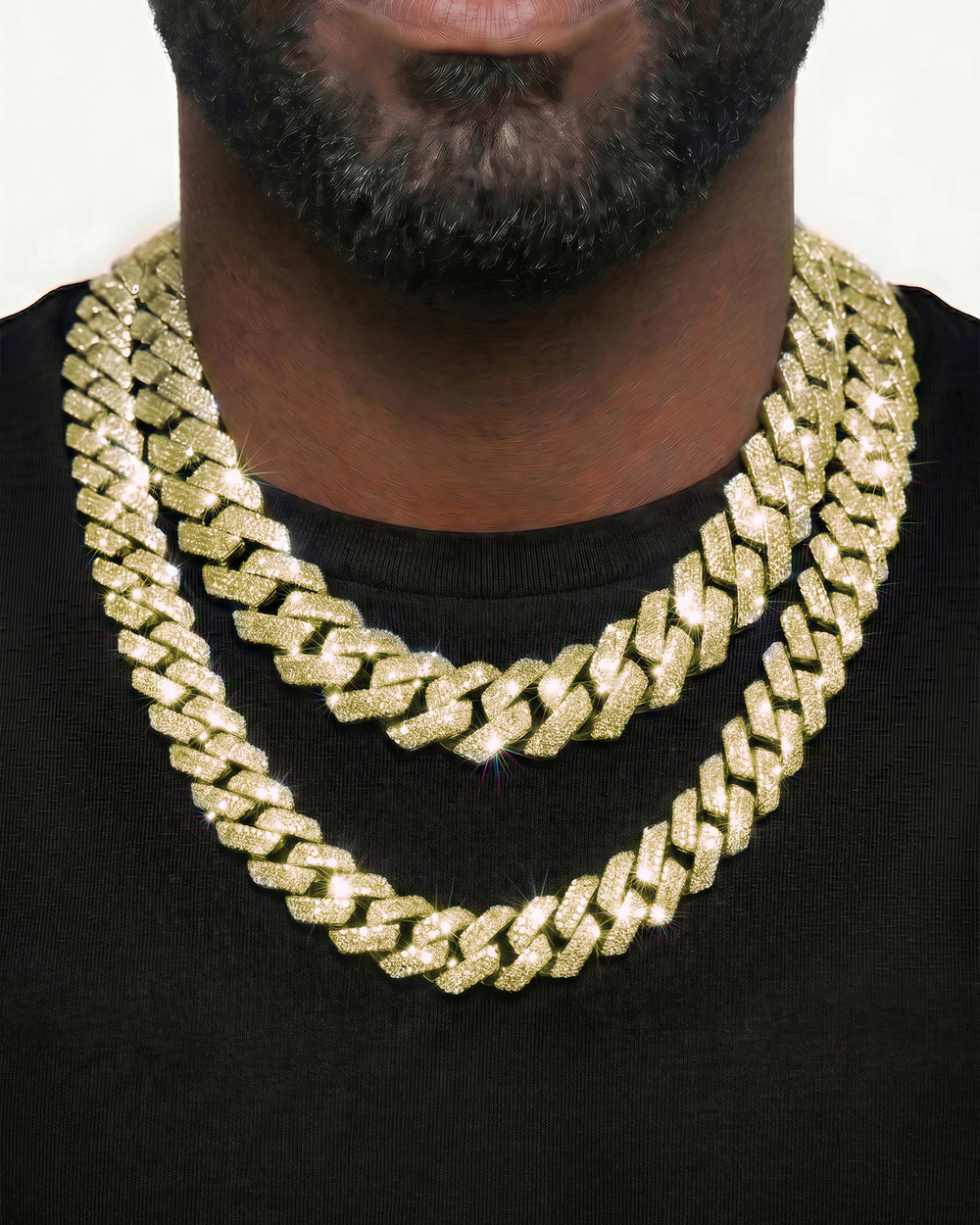 Yellow Gold Cuban Chain Set