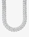 4 Row 20MM Moissanite Cuban Link Chain 14K Gold - White Gold