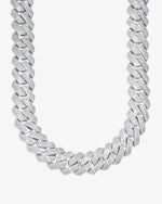 4 Row 20MM Moissanite Cuban Link Chain 14K Gold - White Gold