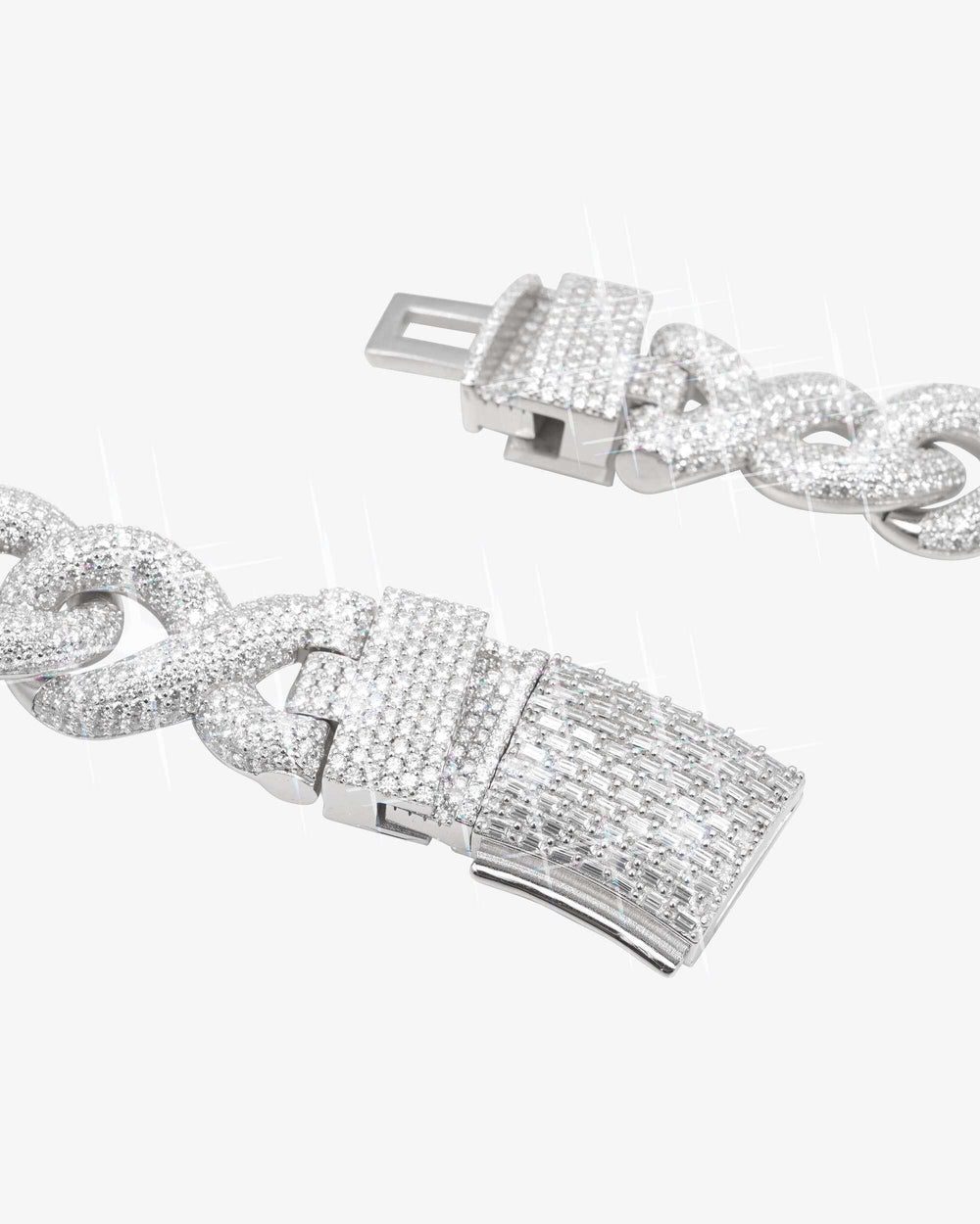 20mm iced out paper clip infinity chain 14k gold icecartel lock
