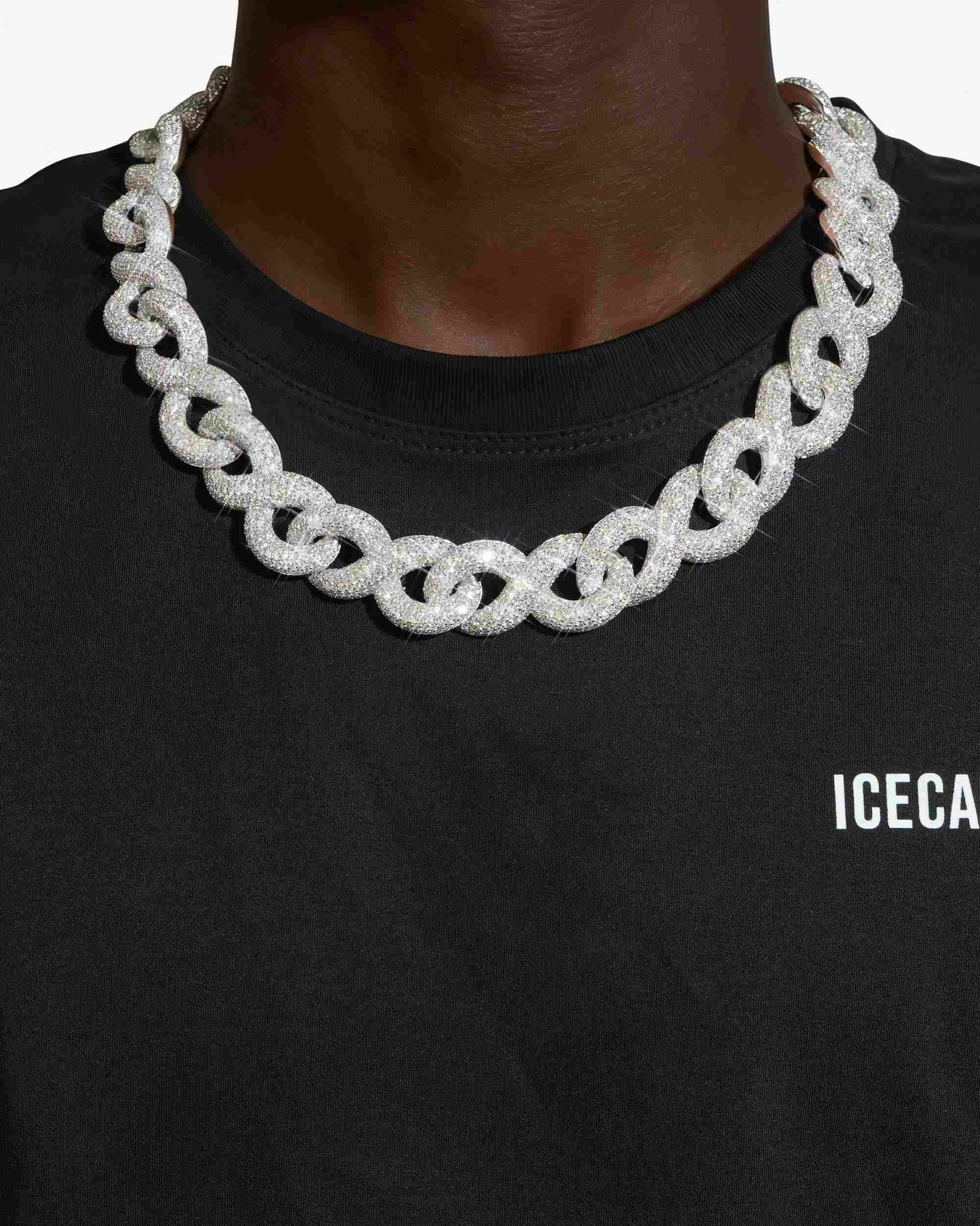 20MM Iced Out Paper Clip Infinity Chain 14K Gold