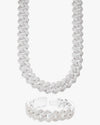 20MM VVS Cuban Link Chain and Bracelet Bundle 14K Gold - White Gold