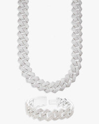 20mm iced out vvs cuban bracelet chain bundle icecartel px white set