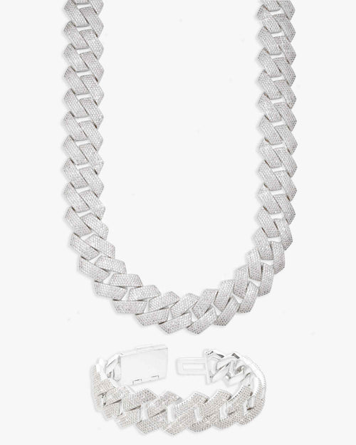 20MM VVS Cuban Link Chain and Bracelet Bundle 14K Gold