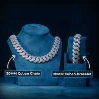 20MM VVS Cuban Link Chain and Bracelet Bundle 14K Gold