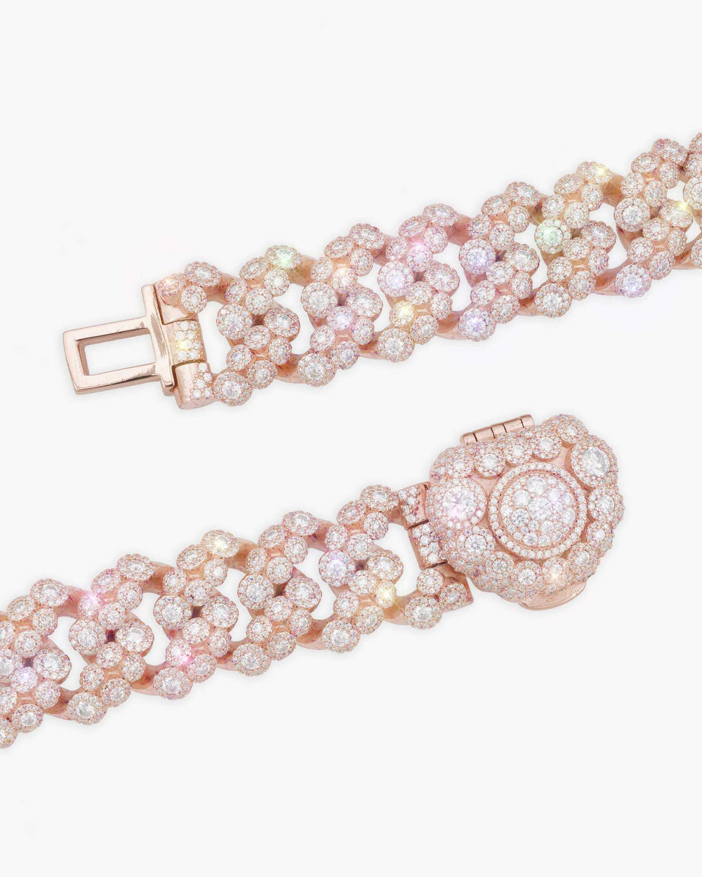 20MM Moissanite Bezel Cuban Link Chain - Rose Gold