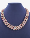 20MM Moissanite Bezel Cuban Link Chain - Rose Gold