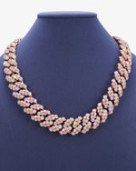 20MM Moissanite Bezel Cuban Link Chain - Rose Gold