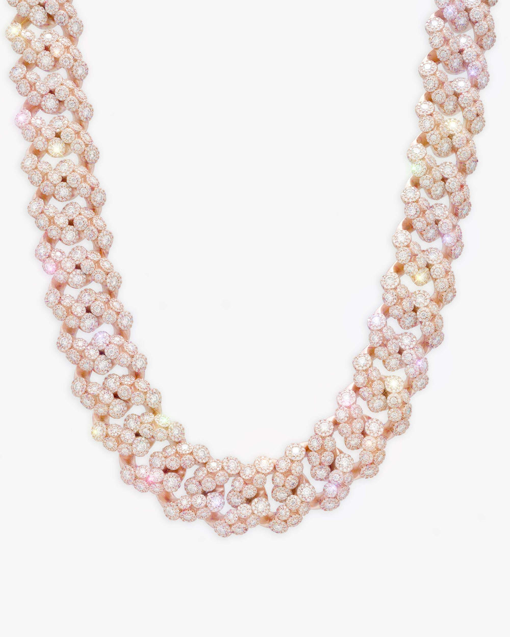 20MM Moissanite Bezel Cuban Link Chain - Rose Gold
