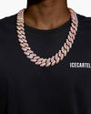20MM Moissanite Bezel Cuban Link Chain - Rose Gold