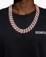 20MM Moissanite Bezel Cuban Link Chain - Rose Gold