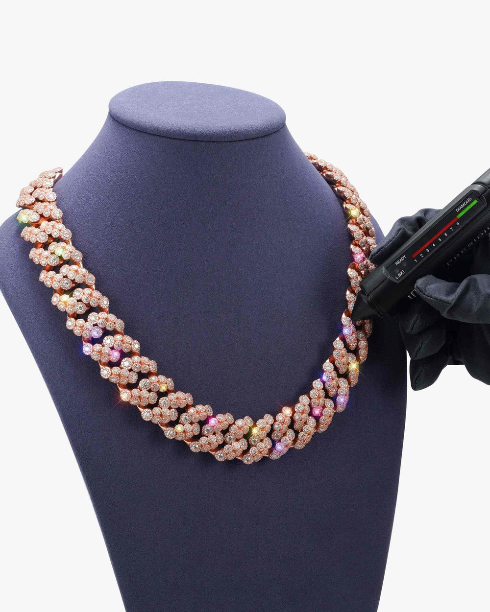 20MM Moissanite Bezel Cuban Link Chain - Rose Gold