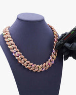 20MM Moissanite Bezel Cuban Link Chain - Rose Gold