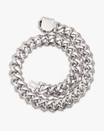 20MM Moissanite Bezel Cuban Link Chain - White Gold