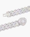20MM Moissanite Bezel Cuban Link Chain - White Gold