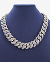 20MM Moissanite Bezel Cuban Link Chain - White Gold