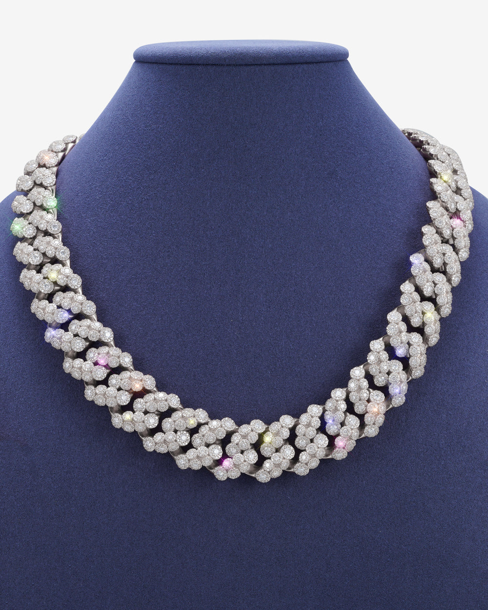20MM Moissanite Bezel Cuban Link Chain - White Gold