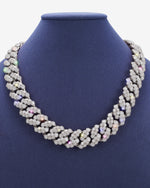 20MM Moissanite Bezel Cuban Link Chain - White Gold