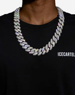 20MM Moissanite Bezel Cuban Link Chain - White Gold