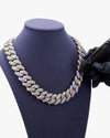 20MM Moissanite Bezel Cuban Link Chain - White Gold