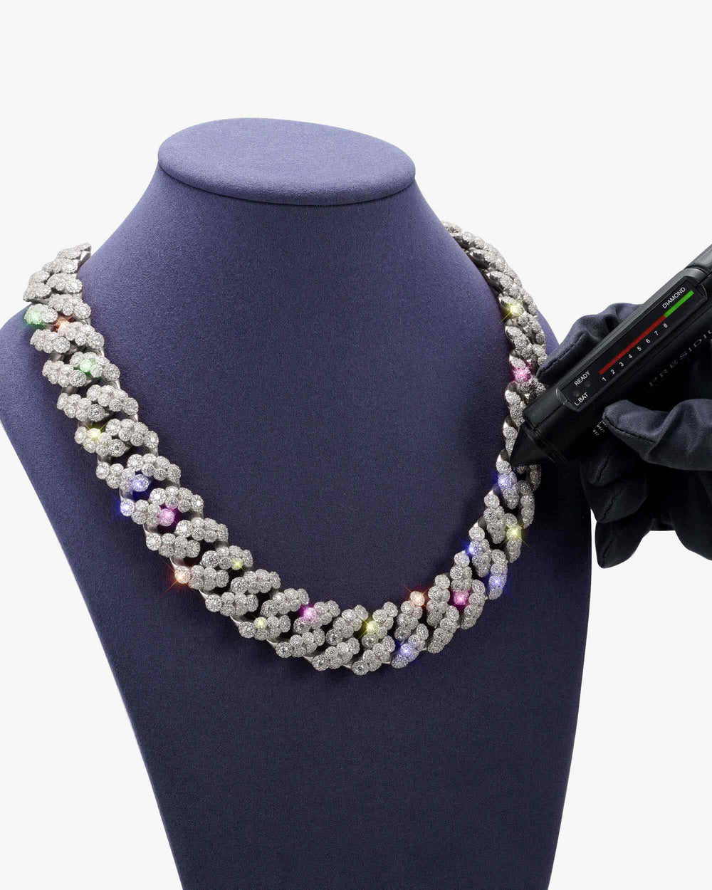 20MM Moissanite Bezel Cuban Link Chain - White Gold