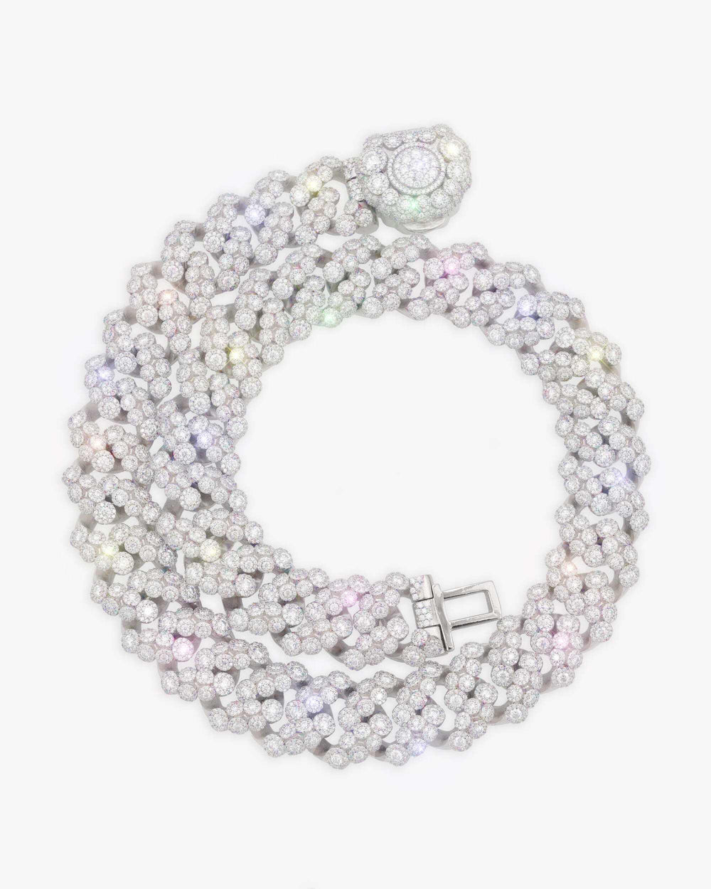 20MM Moissanite Bezel Cuban Link Chain - White Gold