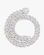 20MM Moissanite Bezel Cuban Link Chain - White Gold